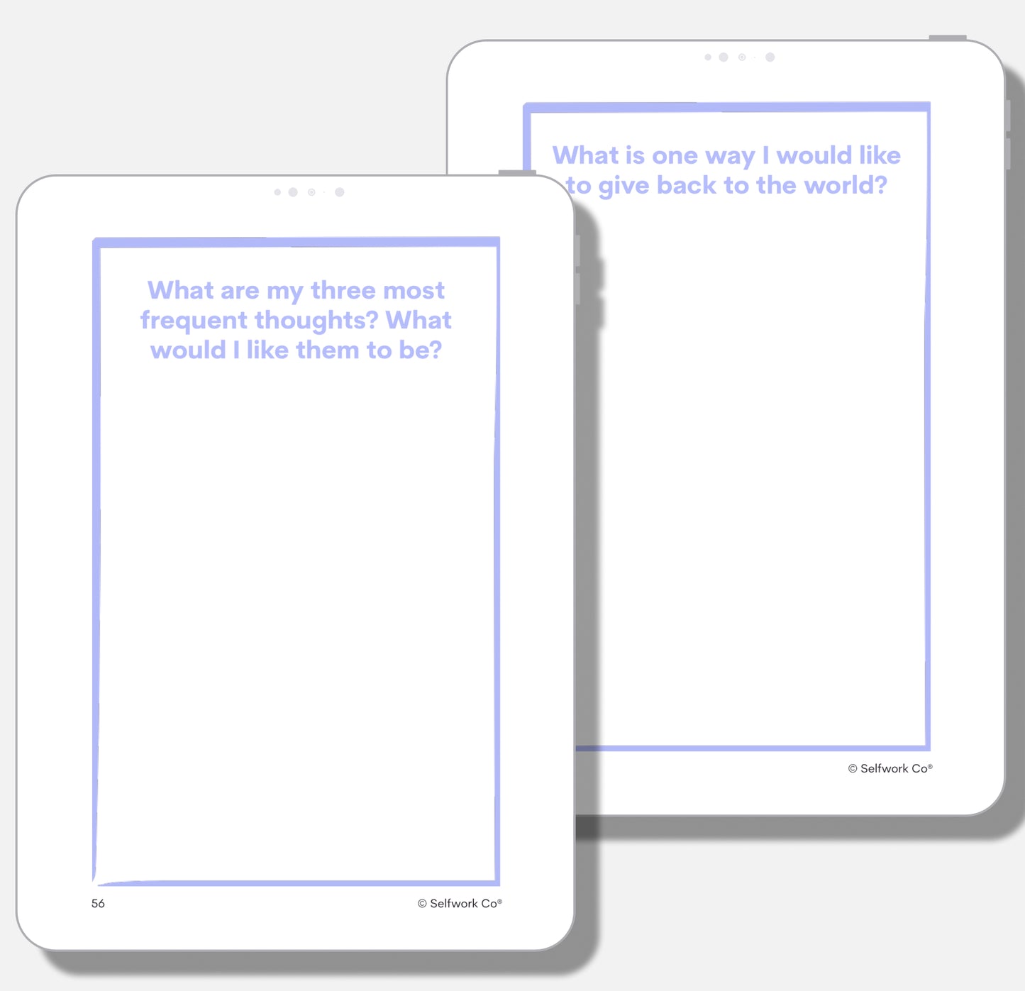 SelfWork Co. digital Within Journal pages with writing prompts about thought habits and giving back to the world