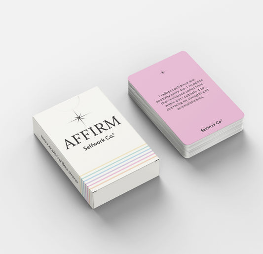AFFIRM card deck for daily affirmations by SelfWork Co., designed to build self-esteem, mindfulness, and positive self-talk
