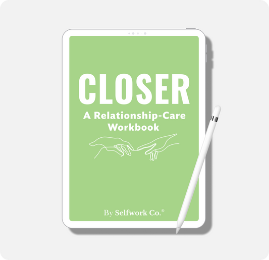 Digital cover of Closer by SelfWork Co. shown on a tablet, designed to strengthen emotional connection.