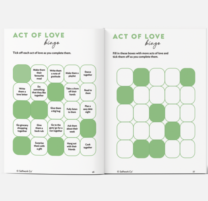 Relationship-care activity from the Closer hardcover featuring an act of love bingo to nurture intimacy.