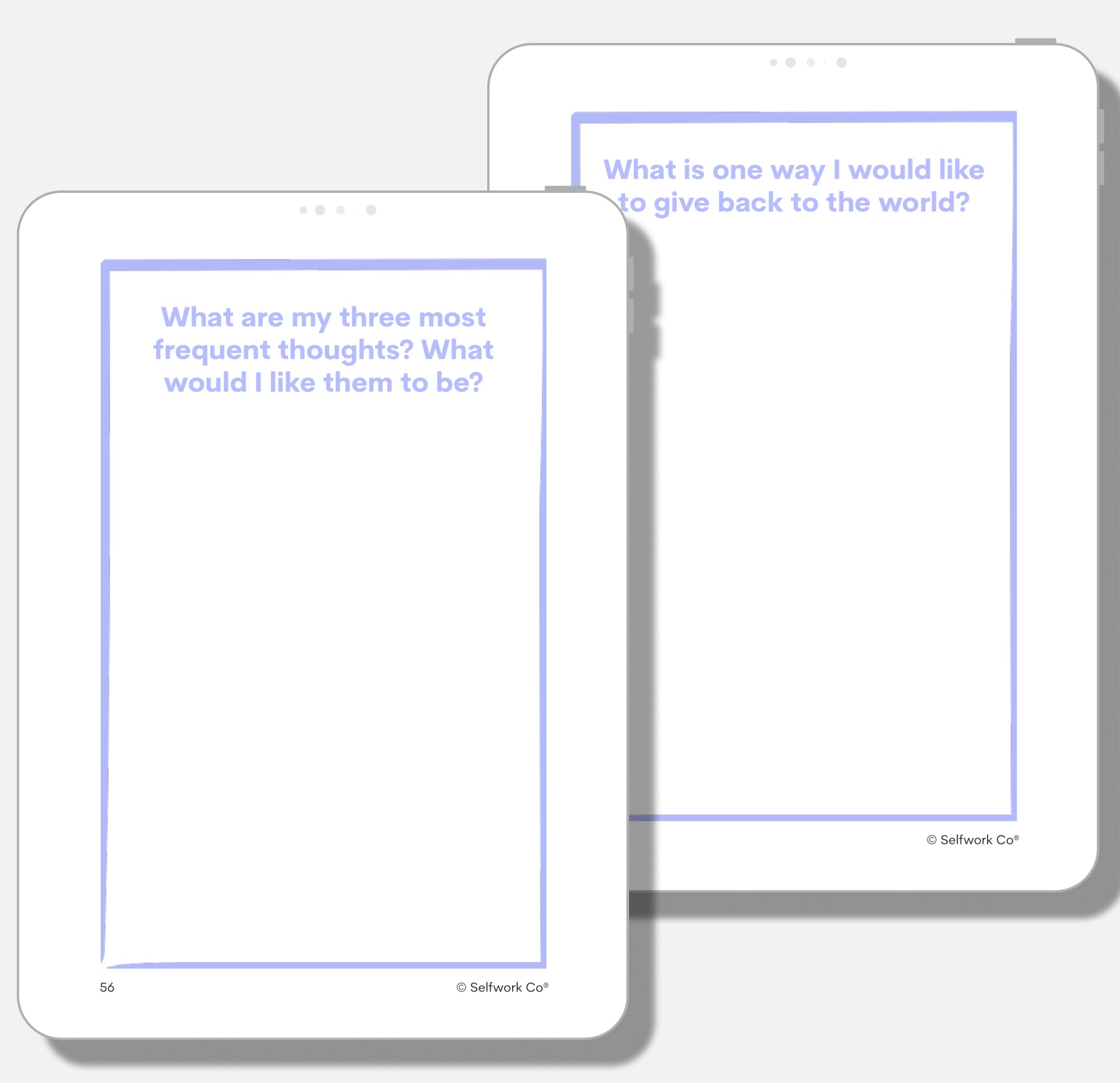 SelfWork Co. digital Within Journal pages with writing prompts about thought habits and giving back to the world