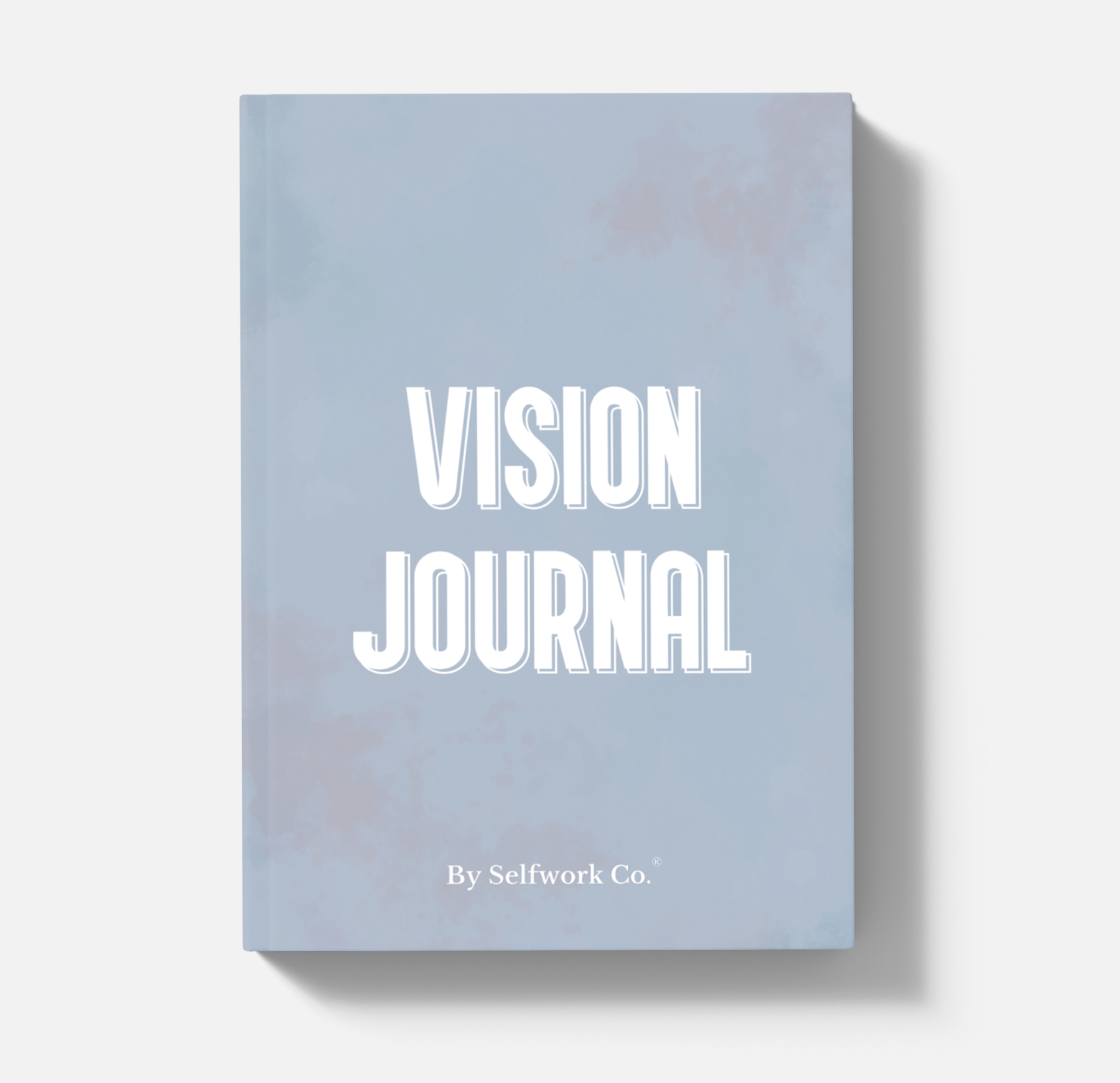 SelfWork Co. Vision Journal hardcover with soft blue textured cover and bold white title on front
