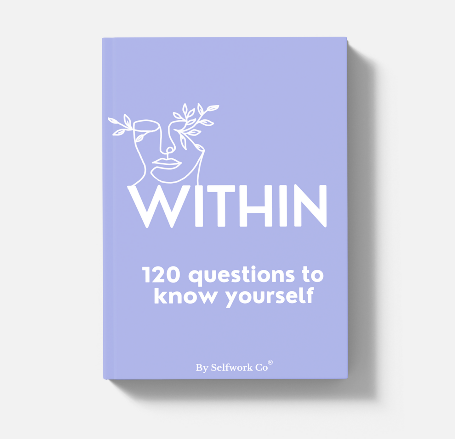 SelfWork Co. Within Journal hardcover with minimalist line art, soft lavender cover, and bold self-discovery title