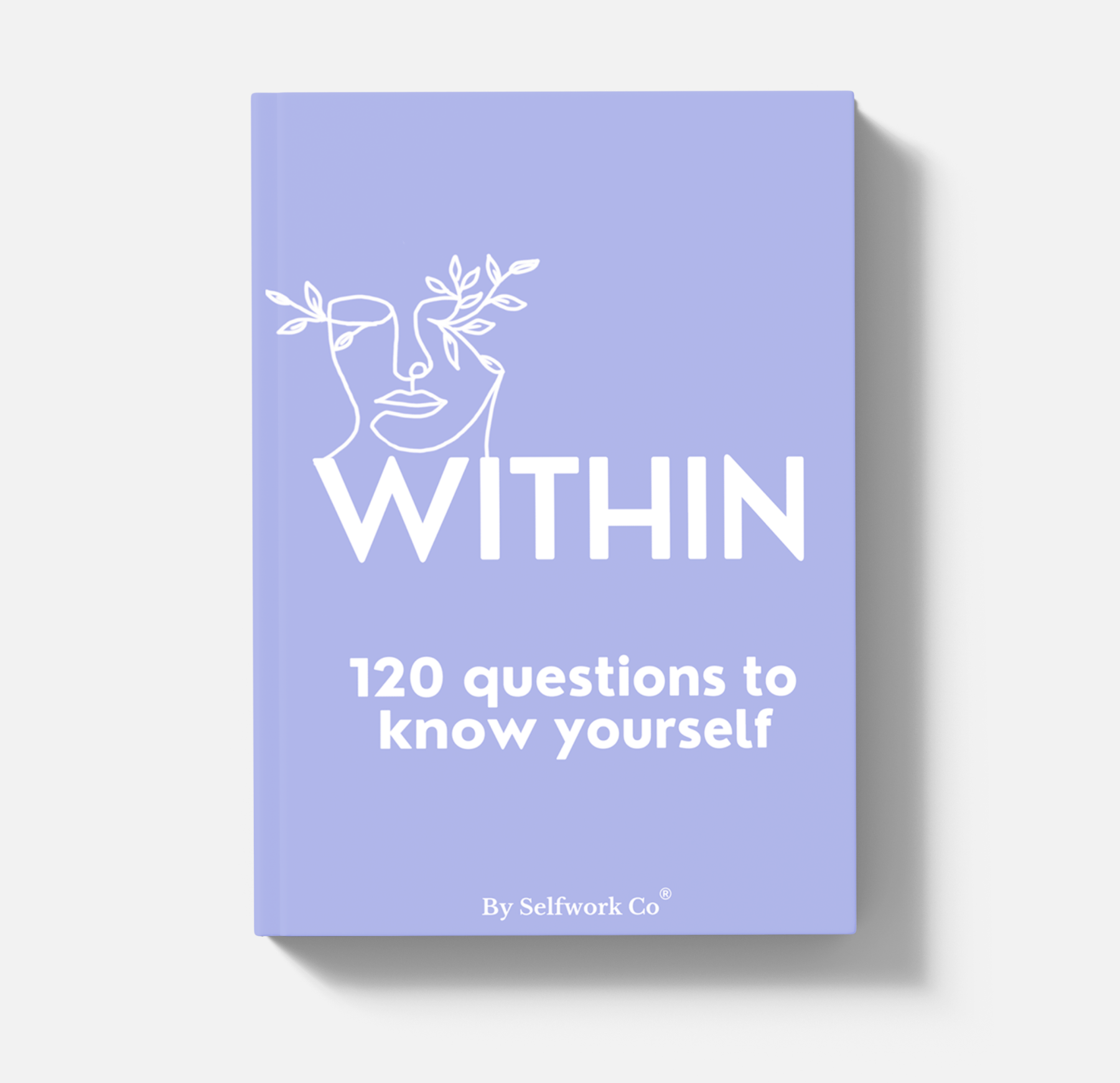SelfWork Co. Within Journal hardcover with minimalist line art, soft lavender cover, and bold self-discovery title
