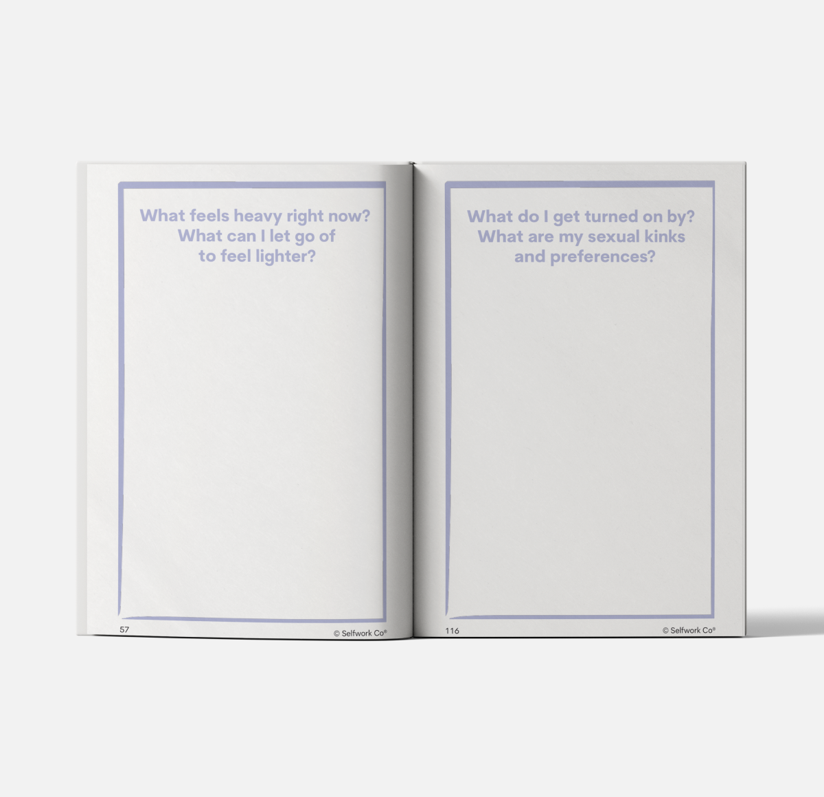 Open Within journal featuring prompts on emotional release and exploring intimacy and personal preferences