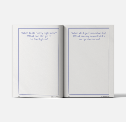 Open Within journal featuring prompts on emotional release and exploring intimacy and personal preferences